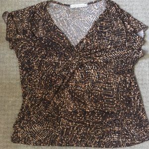 Versailles shirt womens small cheetah leopard animal print brown black v neck
